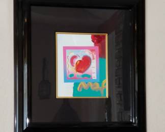 Peter Max - 'Hearts on Blends', Mixed media Acrylic on Lithograph, Signed.