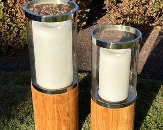 Arteriors wood and glass hurricanes - one tall, one short available