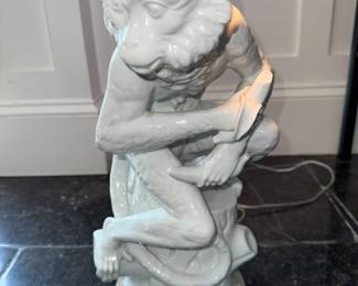 Vintage porcelain monkey lamp base