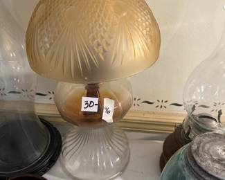 #96 Vintage Amber Colored Coal Lamp -20"Tall $30.00