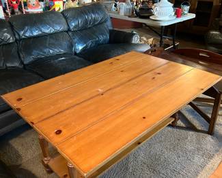 #68 pine drop side coffee table 50x18-34x21 $100.00