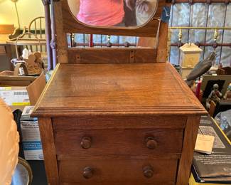 #14 Wood Salesman Sample of Dresser w/3 drawers & Mirror (mirror as is) 16x13x14 $45.00