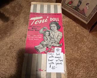 #116 Toni doll with magic hair, in box, with pieces $40.00