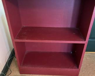 #30 Red Wood Painted 2 shelf Bookcase - Hand-made - 2'x9.5x30 $20.00