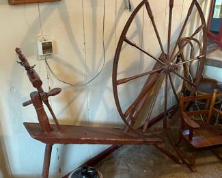 #57 Primitive Spinning Wheel -65"Wx55"T $125.00