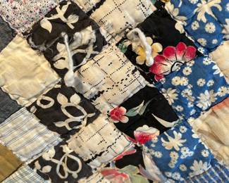 #158 Hand pieced, hand quilted, Around the World quilt, scalloped edge. 58 x 72" $45.00