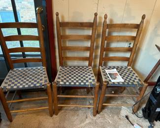 #61 Set of 3 Ladder Back Chairs - Shaker Style Weaving $60.00