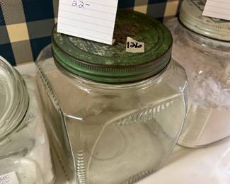 #126 Hoosier Glass cabinet canister cookie jar $22.00