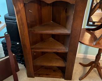 #136 Handmade wooden corner three shelf cabinet 27x14x43 $25.00