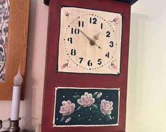 #28 Wood Hand-Made, Hand-Painted Clock - (battery) - 12x6x17 $20.00