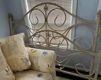 #163 Cream Metal Queen Headboard/Footboard w/rails\ $100.00