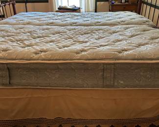 #2 King super Heavy Metal Frame w/Brass Finials - w/set of twin Serta perfect sleeper Mattresses & Boxsprings $275.00