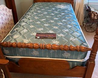 #4 Set of 2 Wood Twin Beds w/Mattress & Boxsprings (Sealy perfect rest on one) $400.00
