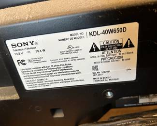#16 Sony Remote Flatscreen - Model KDL40W 650D w/remote $75.00