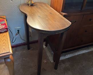 #75 Hand-made Kidney-shape wood end table - 29.5x15.5x29 $40.00