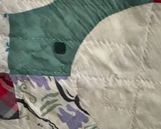 #167 Hand-made Quilt (has stains and tears) 68x78 $45.00