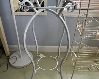 #178 Metal White Plant Stand - 10round x 27 Tall $20.00