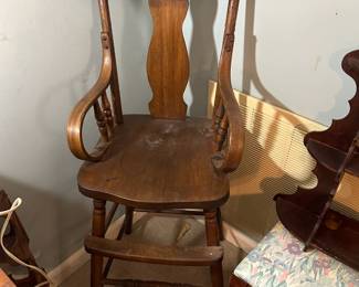 #142 Wooden child's high chair $25.00