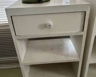 #182 White2 Painted Wood Mid-Century Bookshelf w/1 drawer - 16x11x27 $30.00
