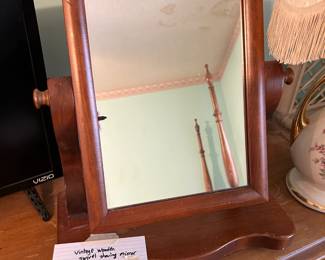 #131 Vintage wooden swivel shaving mirror $35.00