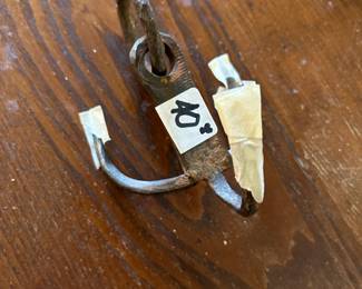 #123 Hand forged metal meat hook 5" tall $40.00