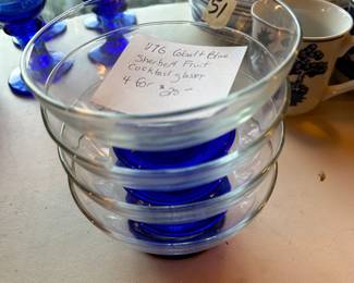 #51 V7G Cobalt Blue Sherbert Fruit Cocktail Glasses - set of 4 $20.00