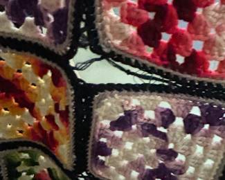 #168 Hand Croqueted Throw - 50x60 (some repair needed) $20.00