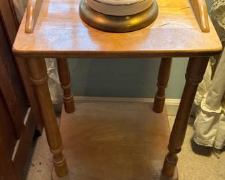 #155 Maple square end table. 14 x 12 x 25. Bottom shelf $20.00