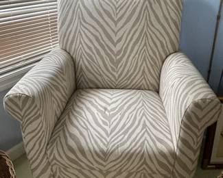 #164 Zebra upholstered chair (has small stain) $25.00