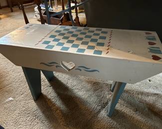 #107 Wooden hand painted bench 32 x 13 x 17 $20.00