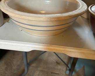 #108 Blue/cream pottery bowl 14 x 4 1/2 $30.00