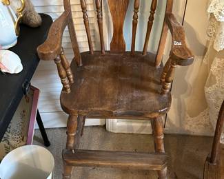 #153 Wooden kids high chair. $20.00