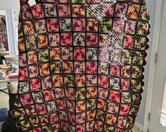 #168 Hand Croqueted Throw - 50x60 (some repair needed) $20.00