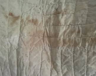 #167 Hand-made Quilt (has stains and tears) 68x78 $45.00