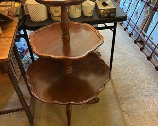 #9 3 tier Wood Pie Table w/Carved Claw Feet - 22x40 $125.00