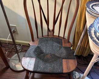 #41 Odd Wood Dining Chair w/Black painted Rushing Seat $20.00