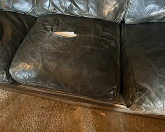 #87 Leathercraft Sofa w/nailhead trim - 82" - torn - as is - Free to a good home - You Move FREE
