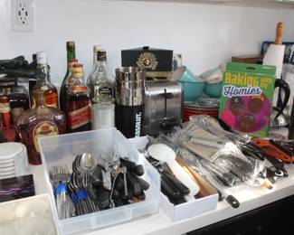 alcohol, crown royal, whiskey, deserono, marble drinks coasters, baking with the homes, silverware sets