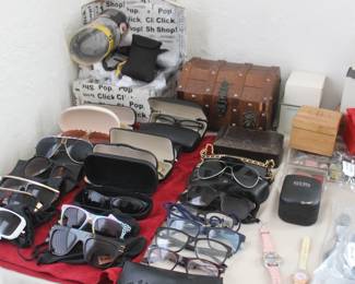 EYE GLASSES:  Monster, Ray Ban, Battle Vision, Oakley, Celine, Brooks Brothers. WATCHES: Barks, Monji, Swatch Watch. 