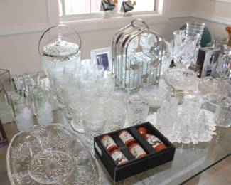 waterford glasses, decanter, classic sake drinking set