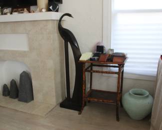 Maitland Smith Crane, Antique Lacquerer Bambo Table