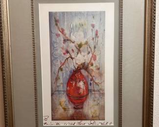 Personalize signed by World Renowned Artist Edna Hibel.  (1917-2014) ‘Spring Blossoms) (overall dimensions including frame ~20w x 27t)