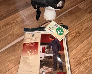 Black vented safety helmet with goggles, 3 pc XL Nor’ Easter rain suit - New still in its bag!!