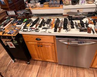 large assortment of some old and some new knives