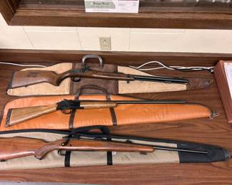 Top - Traditions, 50 caliber black powder rifle
Middle - Savage single shot 20 gauge model 594
Bottom - Winchester bolt rifle 270 caliber model 70
