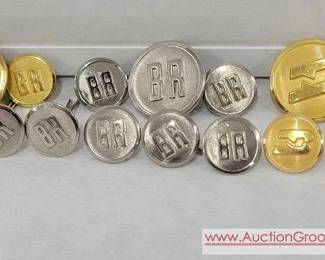 27 Vintage RAILROAD Uniform Buttons from the Burlington Route, Burlington Northern, and CBQ RAILROADS