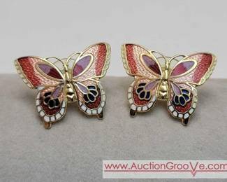 3 Enameled Butterfly Earrings