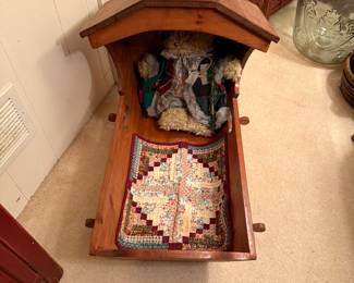 Vintage Wood Baby Cradle