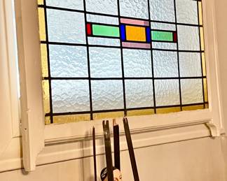 Two stained glass large panels