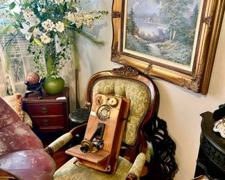 ANTIQUE OAK TELEPHONE